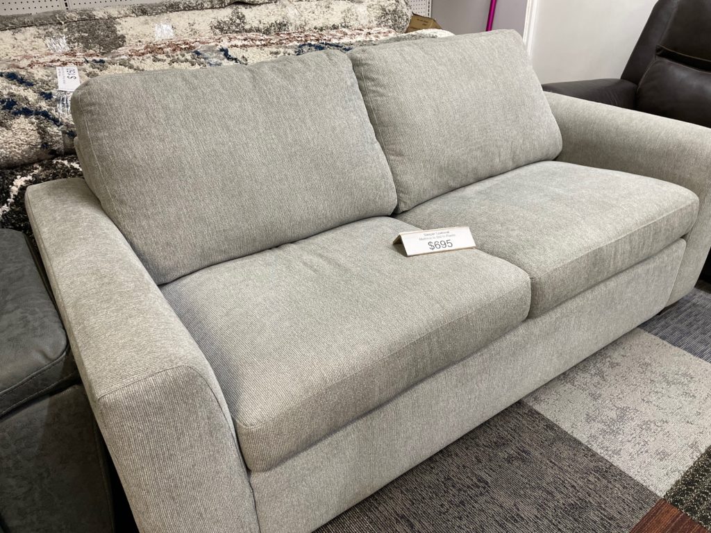 Gray fabric love seat