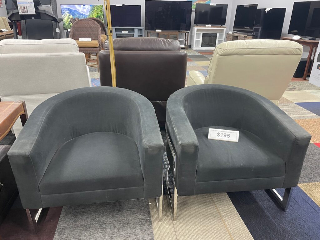 Matching dark gray wide modern chairs