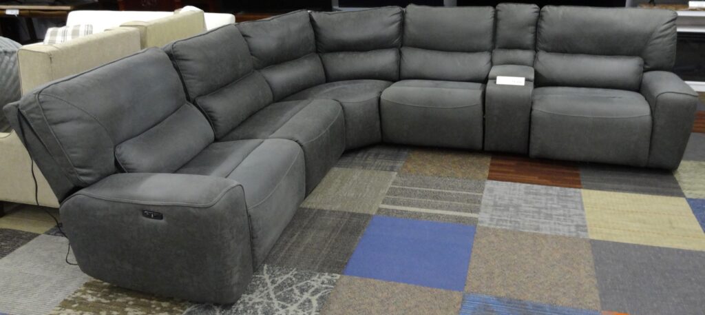 Gray Fabric Power Reclining Sectional w/Powered Headrests