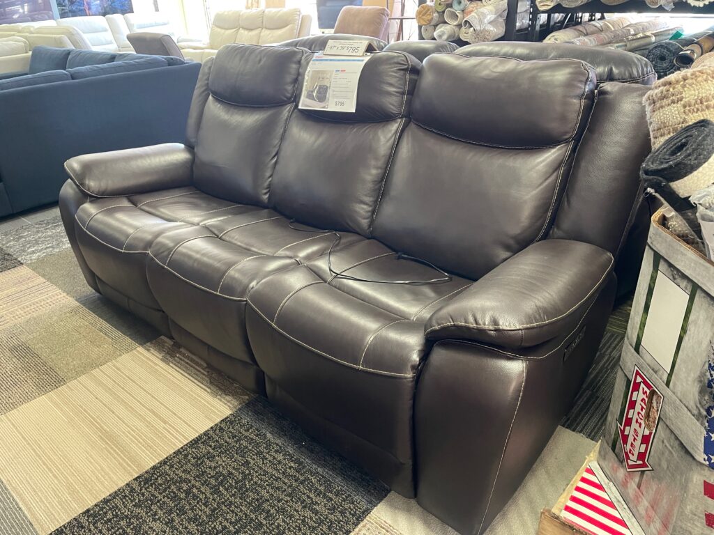 Brow leather reclining couch